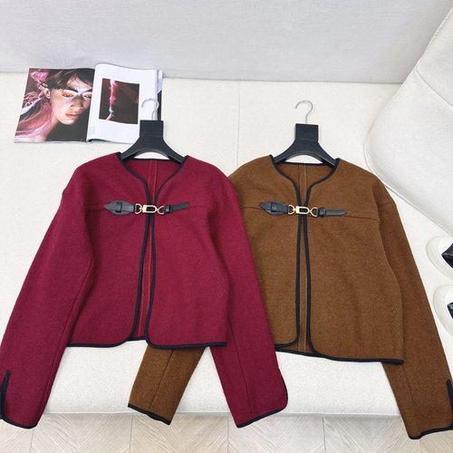 Louis Vuitton Classic and Chic Leather Buckle Cloak Coat with MONOGRAM