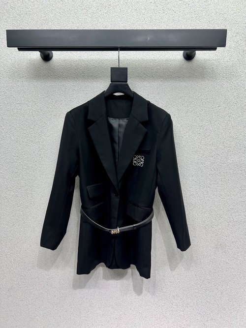 Loewe Timeless Embroidered Logo Blazer with Belt