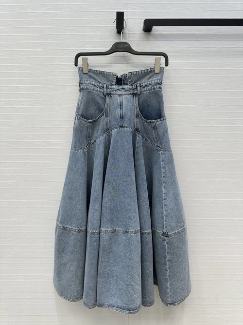 Zimmermann Popular High-Waisted Denim Long Skirt with Active Wash