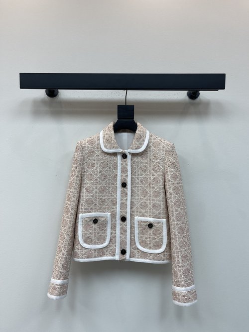 Dior Checked Double-Pocket Collared Coat with Sophistication