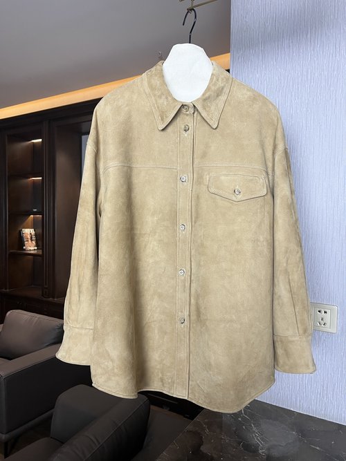 Brunello Cucinelli Elegant Suede Jacket Made of Imported Turkey Mixed Lambskin