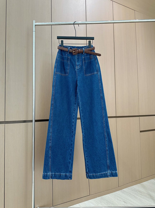 Loewe Designer-Made Embroidered Logo Jeans with Belt