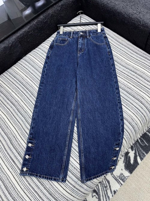 Chanel Vintage Double C Silver Buckle Jeans