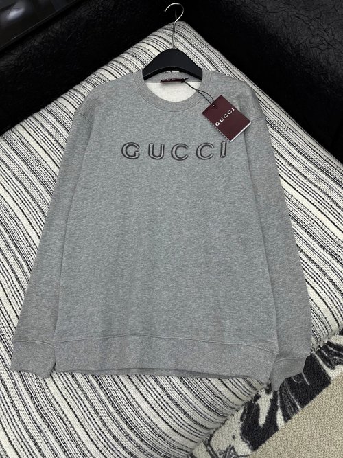 Gucci Gray Embroidered Round - neck Sweatshirt, Comfortable and Stylish