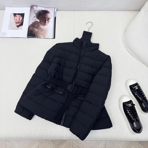 Dior Exclusive Collared Slim-waist Down Jacket with Bee Embroidery