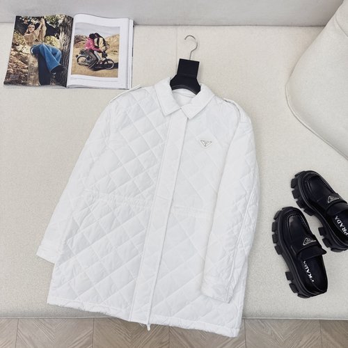 Prada Quilted Cotton Jacket with Adjustable Drawstring Waist, Timeless Style