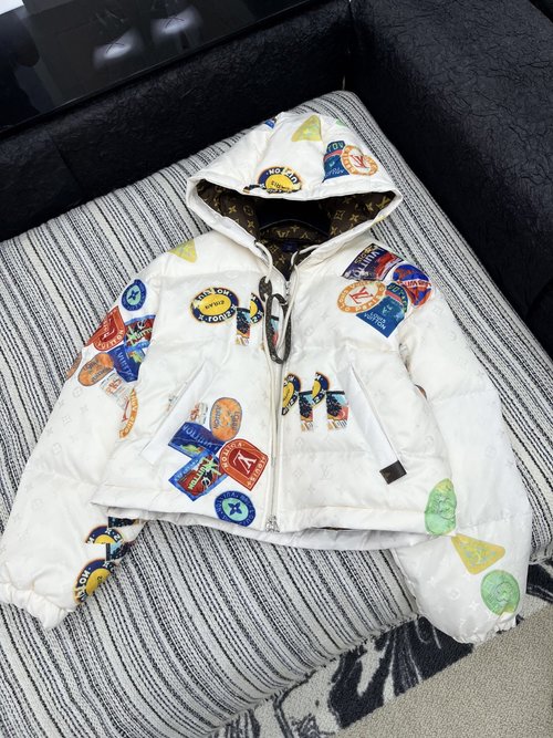 Louis Vuitton Minimalist Down Jacket with Floral Pattern, Punk and Stylish