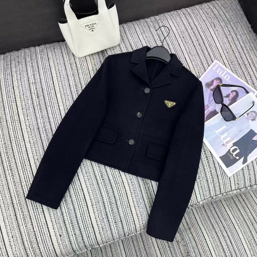 Prada New Reversible Woolen Suit Coat with Cashmere and Logo