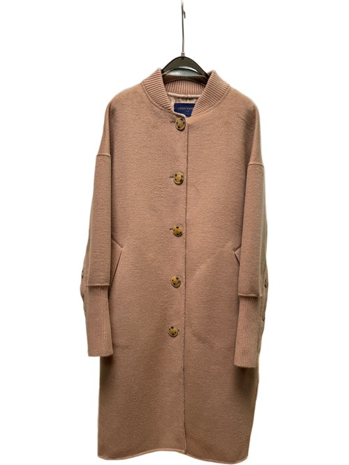 Louis Vuitton Camel Knit Collar Long Coat of 99% Wool and 1% Silk with Dust Bag