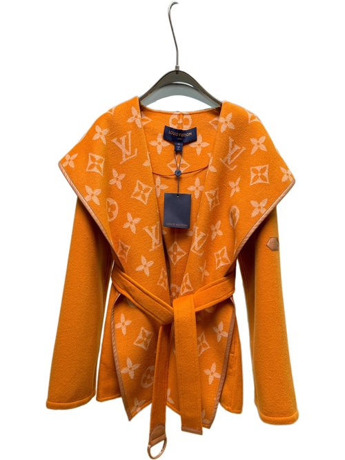 Louis Vuitton Short Orange Medium Floral Wool-Silk Blend Garment with Dust Bag