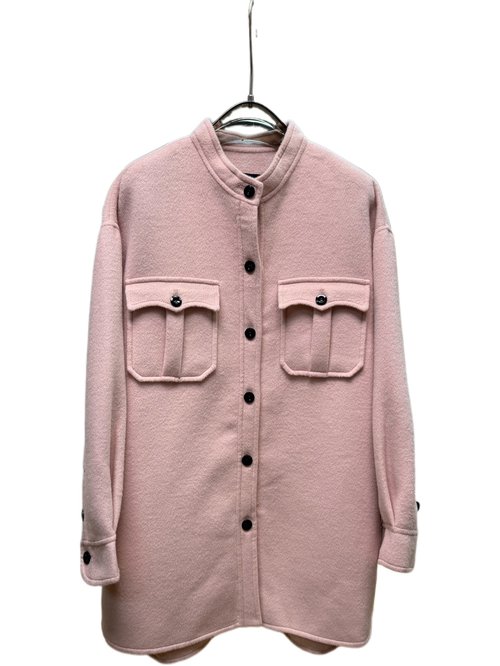 Louis Vuitton Pink Single-Breasted Coat of 99% Wool and 1% Silk with Dust Bag