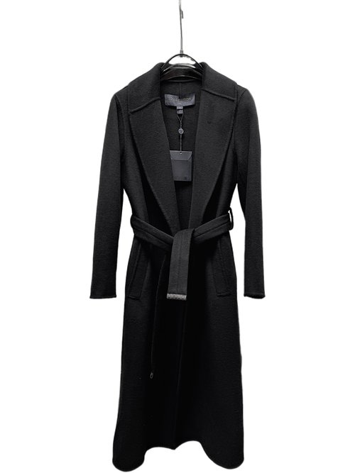 Louis Vuitton Black Suit Collar Long Coat in 99% Wool and 1% Silk with Dust Bag