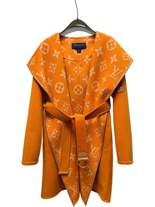 Louis Vuitton Long Orange Floral Garment in a Wool-Silk Blend