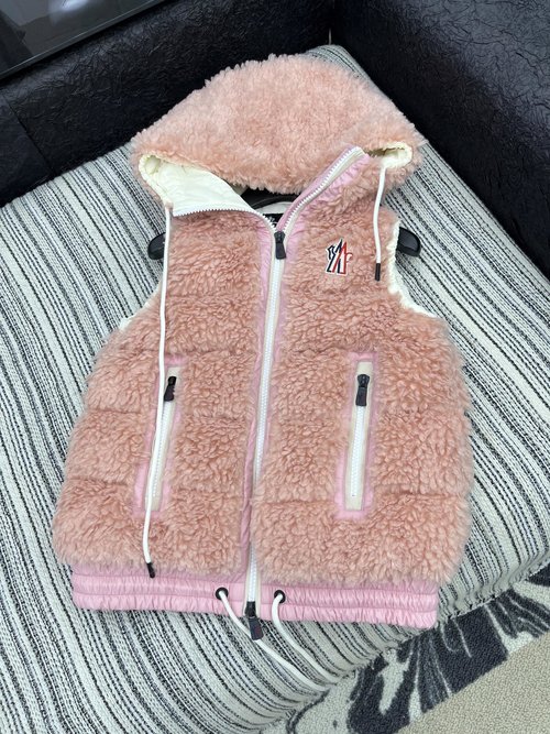 Moncler Luxury Lamb Wool Hooded Down Vest in Minimalist Style and Classic Colors