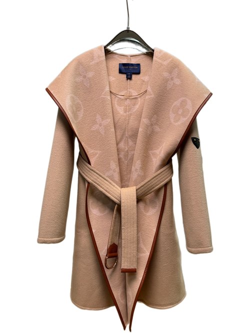 Louis Vuitton Milk Tea Floral Long Wool-Silk Blend Coat with Standard Dust Bag