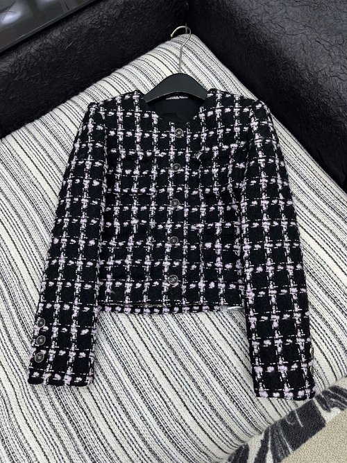 Chanel New Check Tweed Collar Coat, Customized High-End