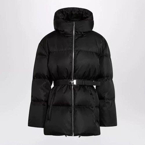 Prada Eco-Friendly Nylon Jacket with Belted Waist and Logo Hardware