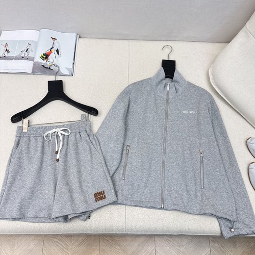 Miu Miu Stylish Letter-embroidered Daily Suit