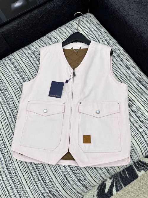 Louis Vuitton Small V-Neck Quilted Vest with Custom Logo, Soft and Elegant