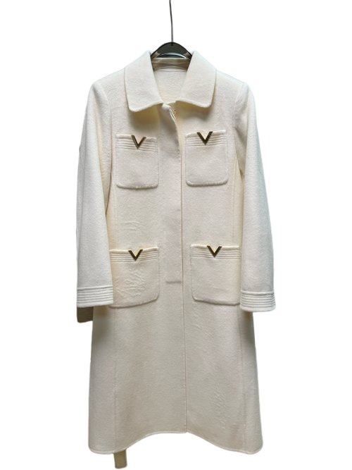 Valentino Long Wool Coat with Dust Bag, 90% Wool 10% Cashmere, Black, Camel, White