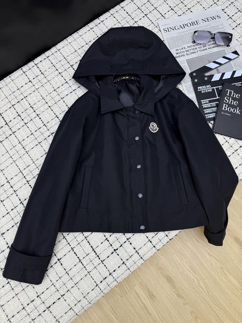 Moncler Detachable Hood Logo Windbreaker in Imported Fabric