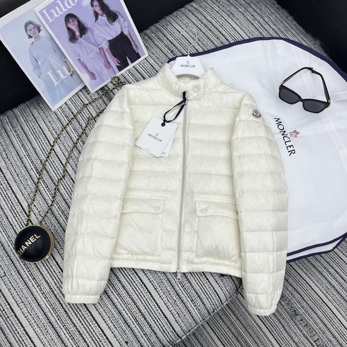 Moncler Lightweight White Goose Down Collared Jacket in Multiple Colors
