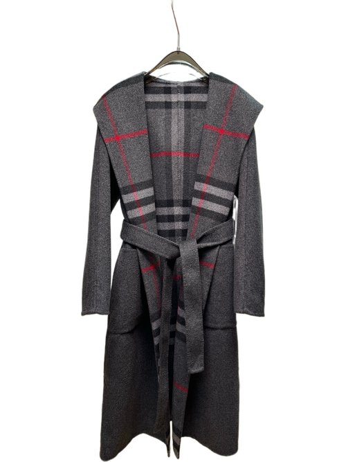 Burberry Long-length Hooded Coat in Dark Grey, Camel and Black