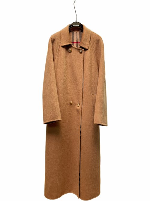 Burberry Camel Double - breasted Suit Collar Long Coat with Dust Bag