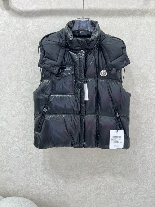 Moncler Detachable Hooded Stand - Collar Down Vest, Lightweight and Elegant