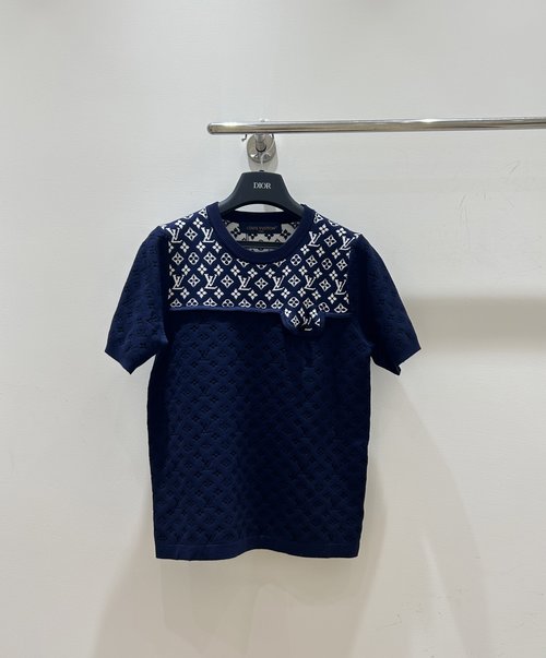 Louis Vuitton Silk Blend Knit Top with Double Monogram Pattern