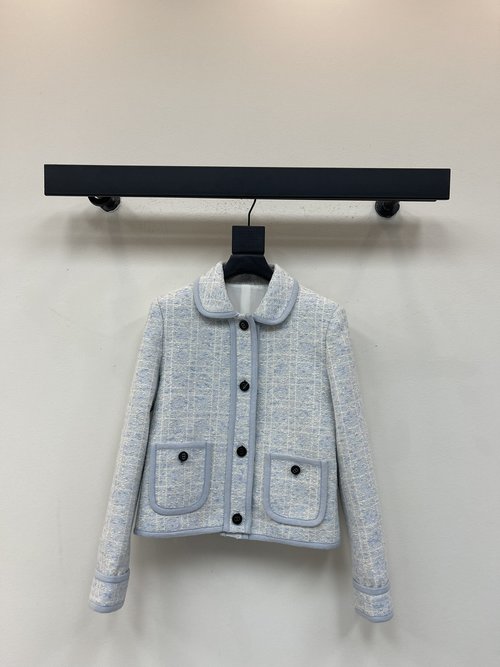 Dior Miss D Limited Mediator Checked Double-Pocket Collared Coat with Sophistication