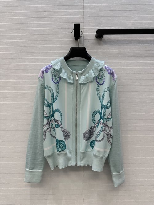 Hermes Rope Print Wool Knit Cardigan with Elegant Appeal