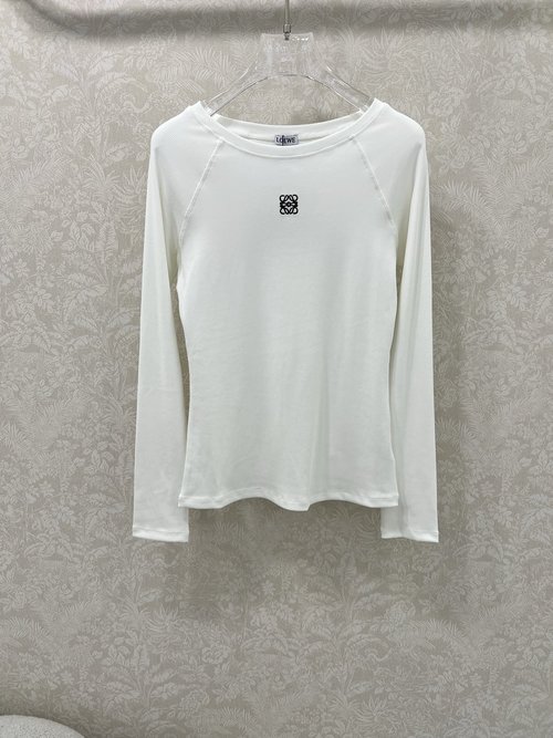 Loewe Long-Sleeved Base Top with Embroidered Logo, Imported Tencel Fabric
