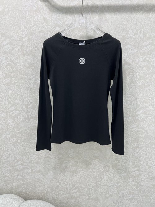 Loewe Long-Sleeved Base Top with Embroidered Logo, Imported Tencel Fabric