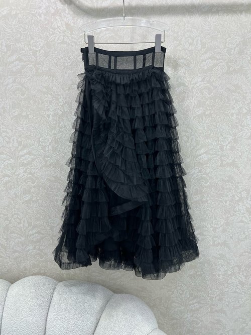 Dior Luxurious High - Waisted Silk - Lined Multi - Layered Tulle Skirt
