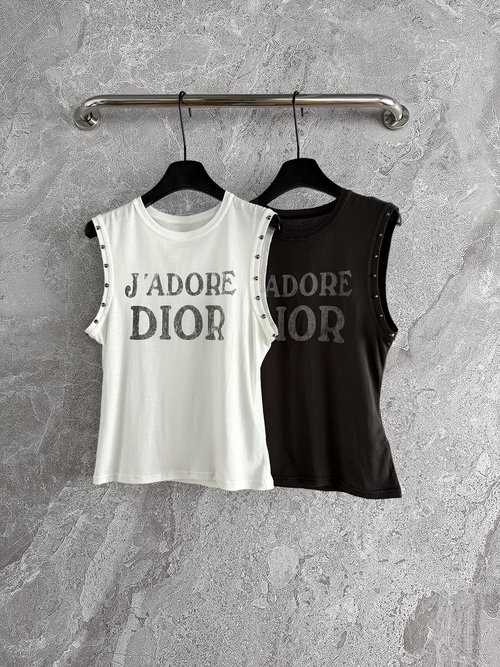 Dior Riveted Denim Vest with Distressed Lettering