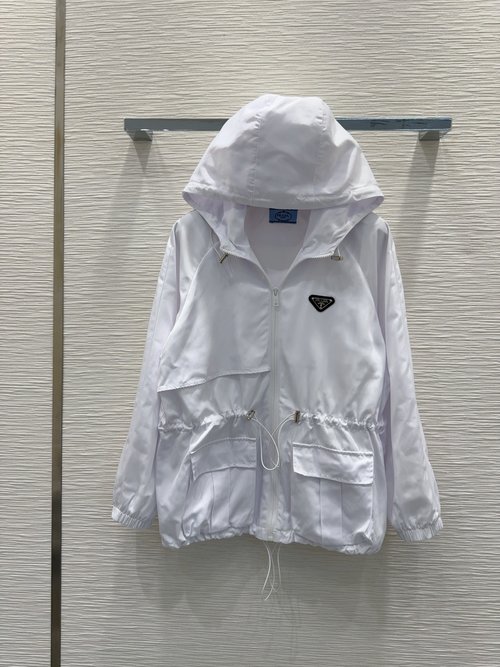 Prada Textured Sun-Protective Jacket with Exquisite Detailing