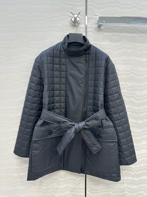 Moncler Original Single H Quilted Cotton Coat, Belted for a Stylish Look