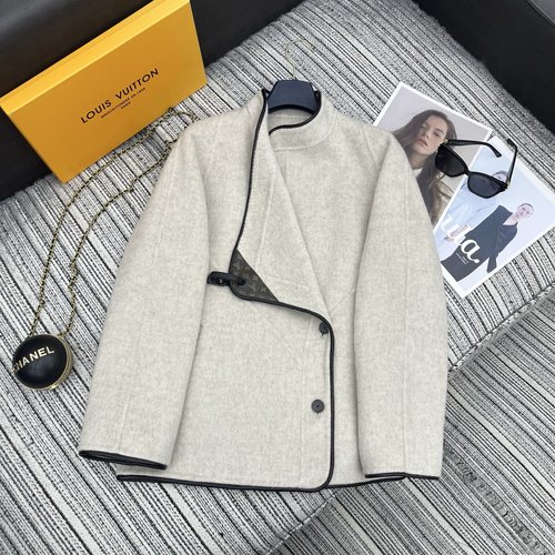 Louis Vuitton Premium Double-sided Woolen Coat with Sheepskin Edging