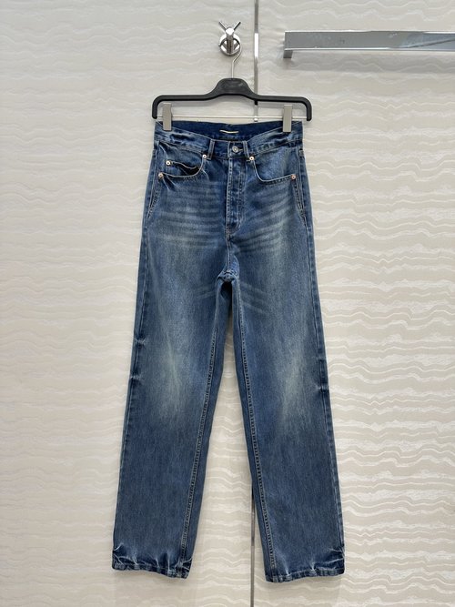 Loro Piana Exclusive High - end Original V - Waist Jeans with Vintage Wash