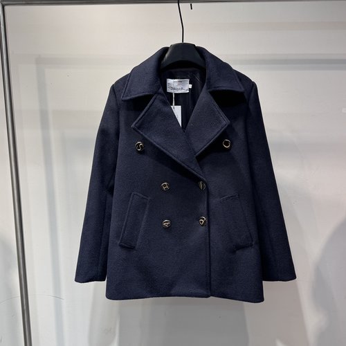 Schiaparelli Newly Presented Asymmetric-button Double-faced Woolen Overcoat