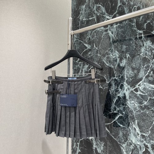 Prada Belted Pleated Skirt, Creative Design, Elegant