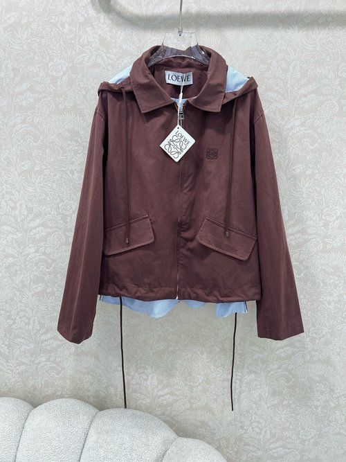 Loewe Fake Two-Piece Windbreaker with Removable Hood, Detailed and Trending, New Arrival
