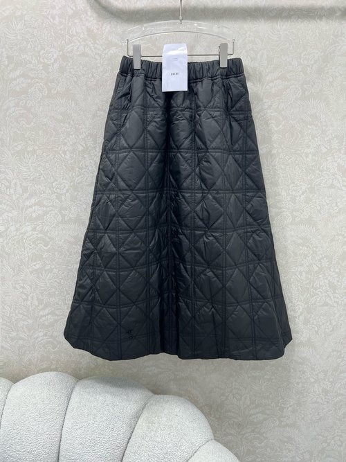 Dior Tweed Check Swing Skirt with Embroidered Bees, New Arrival