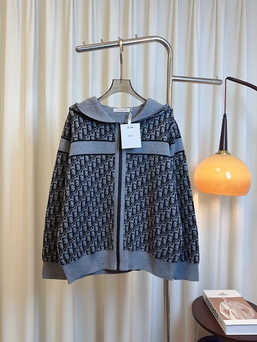 Dior Double - Sided Jacquard Logo Wool Hoodie, Trendy and Practical Use
