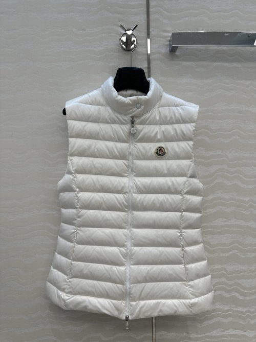 Moncler Classic Waist-contracted Down Vest in Soft Memory Silk, Filled with 90% White Goose Down