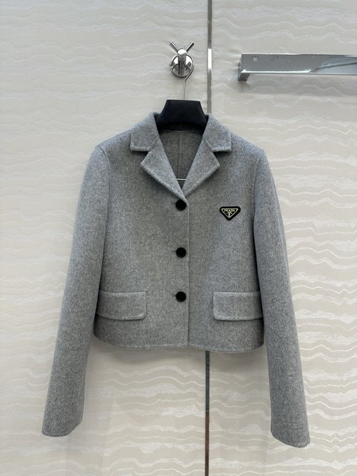 Prada Exclusive First Release: High-End Pure Handmade Double-Sided Cashmere Short Coat