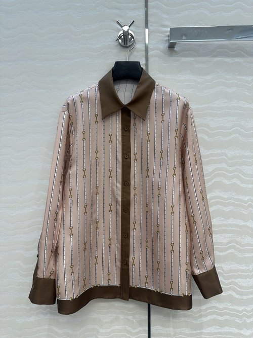 Gucci Exclusive Original-quality Vacation Print Silk Shirt with H-Design and Full-pattern Alignment