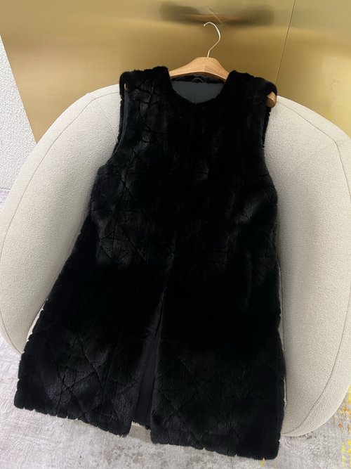 Dior Classic Handmade Lattice Mink Fur Coat, Soft and Alluring