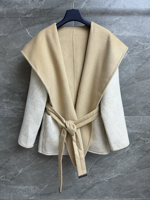 Louis Vuitton Double - Sided Short Coat with Hood and Contrasting Border
